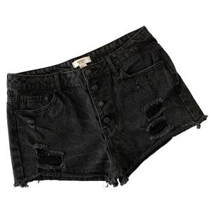 Or FREE! Forever 21 Button-Fly High Rise Distressed Black Shorts